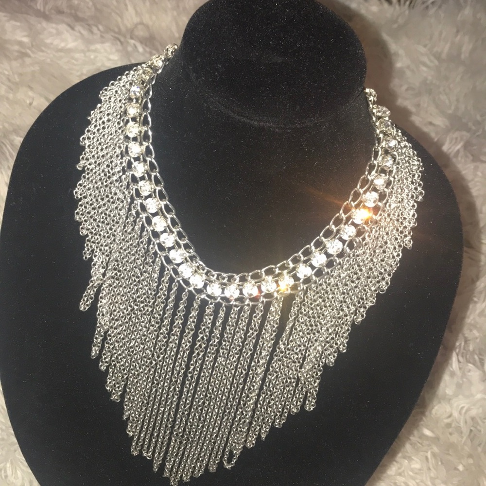 Statement Bib Silver Necklace - image 2